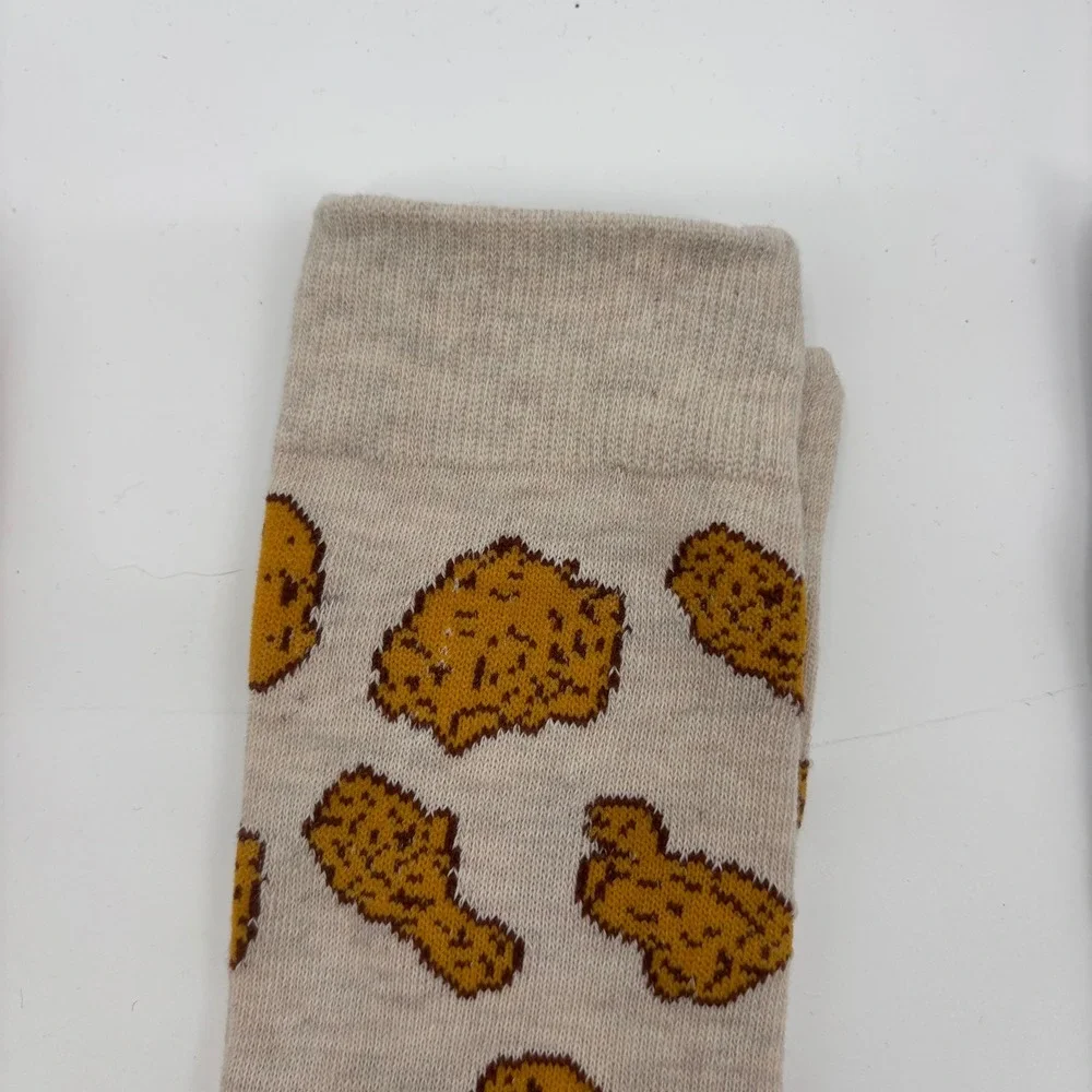 Mens Fried‎ Chicken Novelty Crew Socks 3 Pack Yellow Cream Grey Graphic Funny